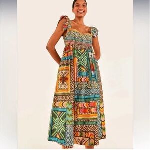 Farm Rio Banana Scarves Midi Dress S